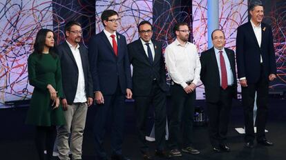 Los candidatos del 21-D antes del debate de La Sexta del pasado 17 de diciembre. 