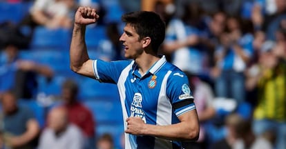 Gerard Moreno celebra el seu gol davant de la Reial Societat.