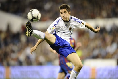 Herrera, en un partido con el Zaragoza.