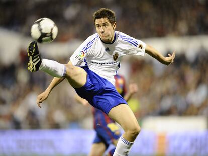 Herrera, en un partido con el Zaragoza.