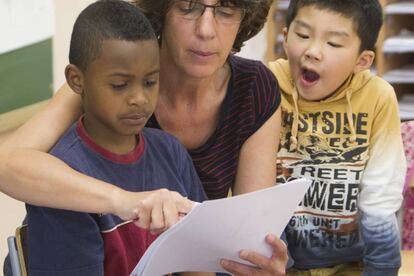 Una classe de català a l'escola Reia Victòria de Barcelona.