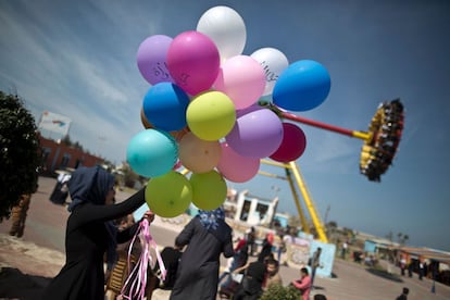 Celebración del Día Internacional de la Mujer en un parque de Gaza, Palestina.