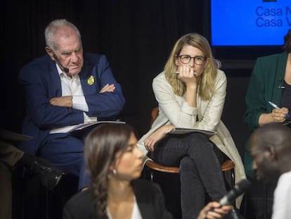 Ernest Maragall, Elsa Artadi i Ada Colau en un dels debats electorals.