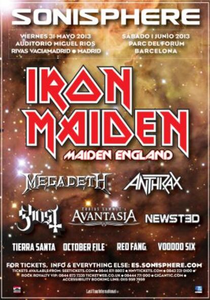 Cartel oficial del festival Sonisphere 2013.