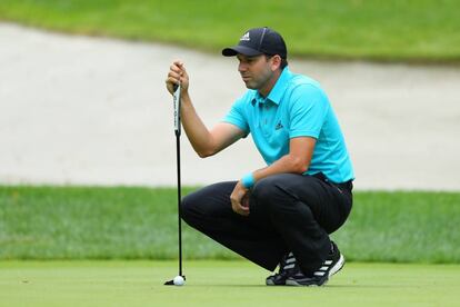 Sergio García, en el green del primer hoyo.