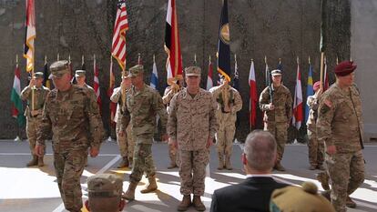 Ceremonia militar de las tropas estadounidenses en una base en Bagdad el pasado septiembre. 