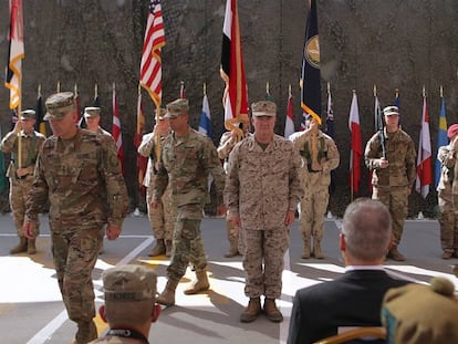 Ceremonia militar de las tropas estadounidenses en una base en Bagdad el pasado septiembre. 