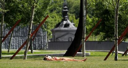 Madrid Rio en un día en donde se han registrado 34 grados en Madrid capital.