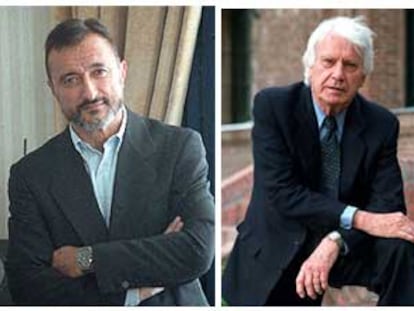 Los escritores Arturo Pérez-Reverte, Jorge Semprún,