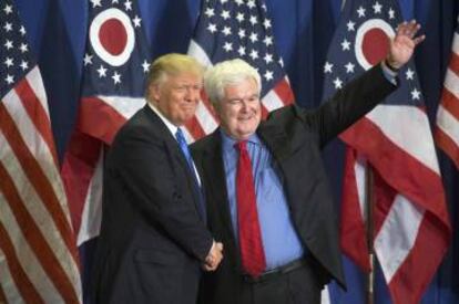 Trump y Gingrich, el 6 de julio, en Cincinnati.