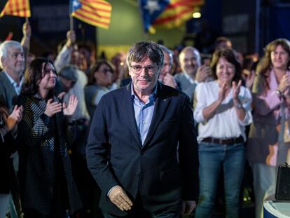Carles Puigdemont, en una imagen en Francia durante la pasada campaña de las elecciones catalanas.