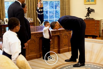 Jacob Philadelphia wanted to know if Obama’s hair was like his own. Click on the image to see more photos from his presidency.