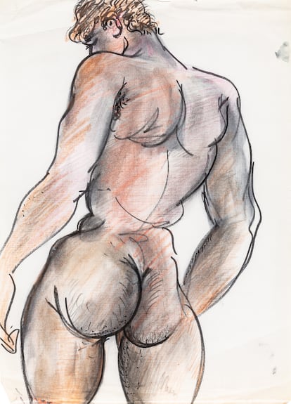 Uno de los dibujos de desnudos masculinos de Yves Saint Laurent que ven la luz por primera vez.