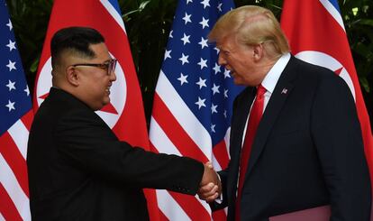 Kim Jong-un y Donald Trump, en la cumbre de Singapur. 