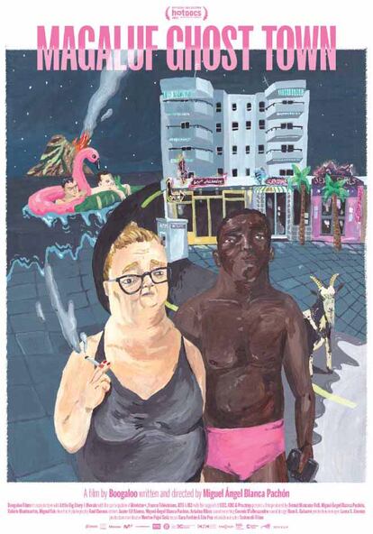 El cartel de 'Magaluf Ghost Town' es obra de la pintora barcelonesa Clara S. Prous. "Tiene algo familiar y a la vez extraño que encaja perfectamente con el espíritu de la película", explica el director Miguel Ángel Blanca.