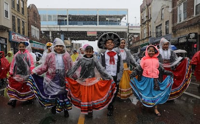 Infants in Mexican outfits participate in a Children's Day parade, in the Pilsen neighborhood, in April 2019.