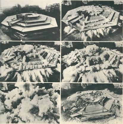 1974. Seis momentos de la demolición del mercado de Olavide, impulsada por el Ayuntamiento de Madrid y a la que se opusieron un grupo de arquitectos de la ciudad.