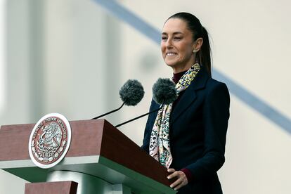 La presidenta electa de México, Claudia Sheinbaum, habla el 10 de septiembre de 2024, durante un acto protocolario en la Ciudad de México.