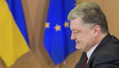 Poroshenko en la Cumbre bilateral de la UE y Ucrania, este jueves en Bruselas.