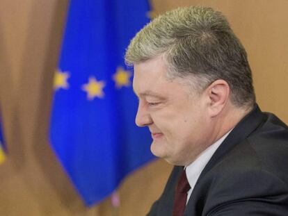 Poroshenko en la Cumbre bilateral de la UE y Ucrania, este jueves en Bruselas.