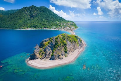 Vista aérea de Scotts Head, en el sur de Dominica.