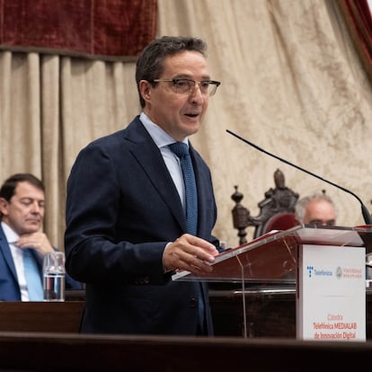 El rector, Juan Manuel Corchado, durante su discurso en el acto de apertura, el 3/10/2024