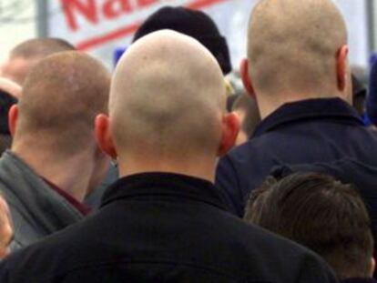 Varios cabezas rapadas de Alemania durante una manifestación en una foto de archivo.