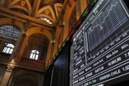 Vista del panel de la Bolsa de Madrid. 