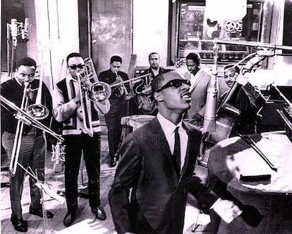 Stevie Wonder, durante una grabación para la Motown.