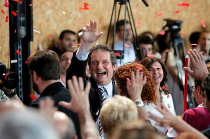 Jordi Hereu en el mitin final de la campaña electoral.