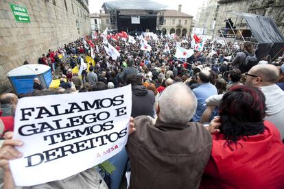 Manifestació a favor de la normalització lingüística del gallec.