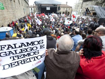 Manifestació a favor de la normalització lingüística del gallec.