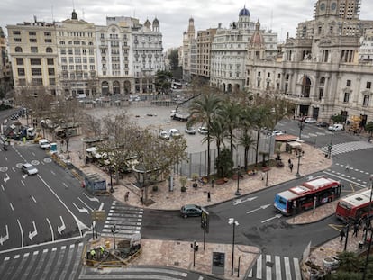 La plaza del Ayuntamiento de Valencia, antes del confinamiento.