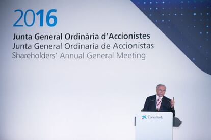 Intervencion del presidente de CaixaBank Isidre Faine en la junta.
Junto General Ordinaria de Accionistas de CaixaBank 2016.