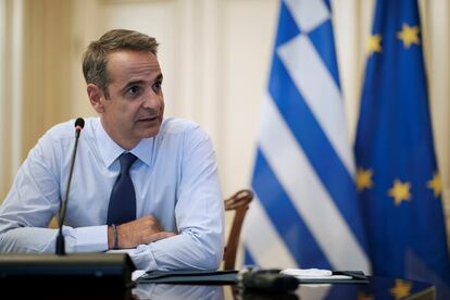 El primer ministro de Grecia, Kyriakos Mitsotakis, atiende a la prensa el pasado miércoles.