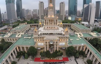 El Shanghai Exhibition Center donde se celebró en enlace.
