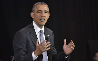 El presidente de EE UU, Barack Obama, este domingo en Chicago.