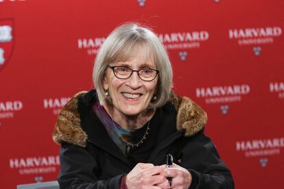 Economic historian Claudia Goldin, a Harvard professor who won the 2023 Nobel economics prize for her work examining wage inequality between men and women, speaks at a news conference at Harvard University in Cambridge, Massachusetts, U.S., October 9, 2023. REUTERS/Reba Saldanha