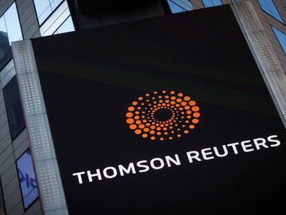 Fachada de la sede de Thomson Reuters en Nueva York.