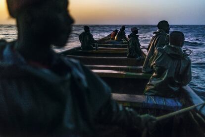 Los tripulantes del cayuco de la familia Gueye.