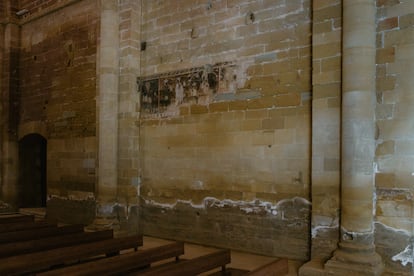 Un fresco original de la iglesia del Monasterio de Santa María de Sijena (Huesca).