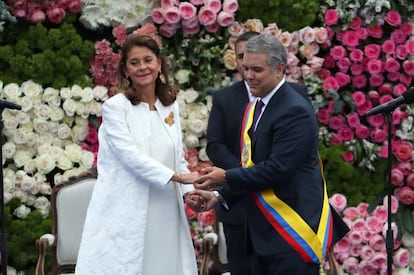 Marta Lucía Ramírez, vicepresidenta, y Duque Márquez en la ceremonia.