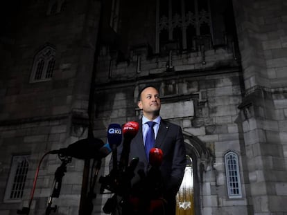 El primer ministro irlandés, Leo Varadkar, este sábado en Dublín tras la celebración del referéndum.