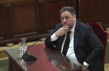 Oriol Junqueras, durante el juicio del 'procés'.