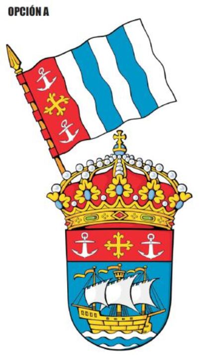 Primera propuesta del experto en heráldica que el Ayuntamiento de Bueu somete a votación en Facebook.