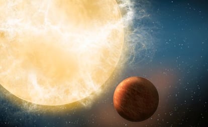 Ilustraci&oacute;n del planeta Kepler 78b en torno a su estrella.