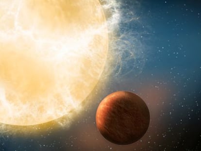 Ilustraci&oacute;n del planeta Kepler 78b en torno a su estrella.