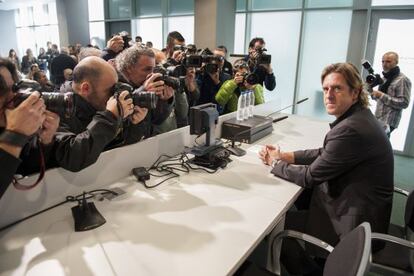 Gorka Arrinda, en una rueda de prensa de enero. 