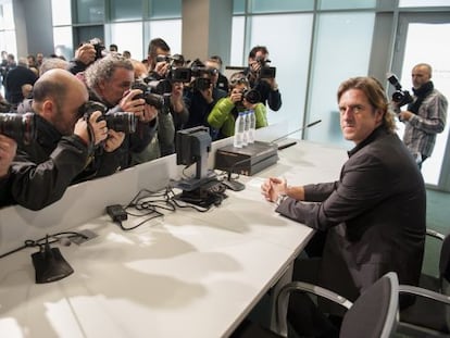 Gorka Arrinda, en una rueda de prensa de enero.