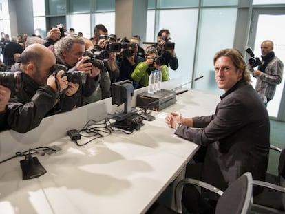 Gorka Arrinda, en una rueda de prensa de enero. 